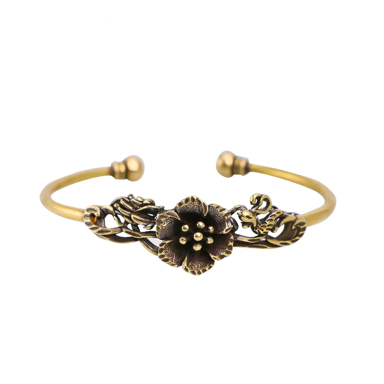 Vintage Ethnic Handmade Flower Bracelet Womens Classic Botanical Series Gold Colour Bangle Jewellery Daily Hundred with Pieces 250811