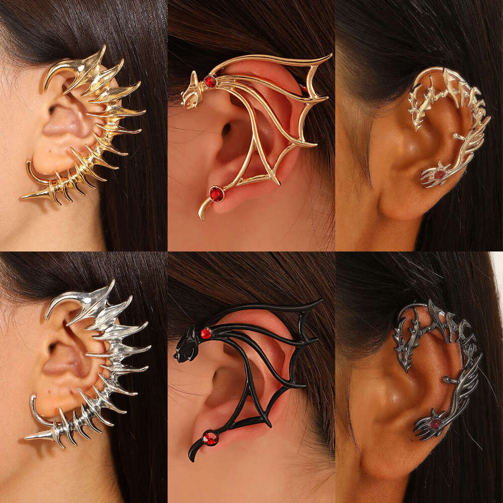 Exaggerated Personality Punk Dragon Clip for Women Without Piercing New Chinese Style Dragon-Shaped Zircon Thorn Geometric Ear Cuff