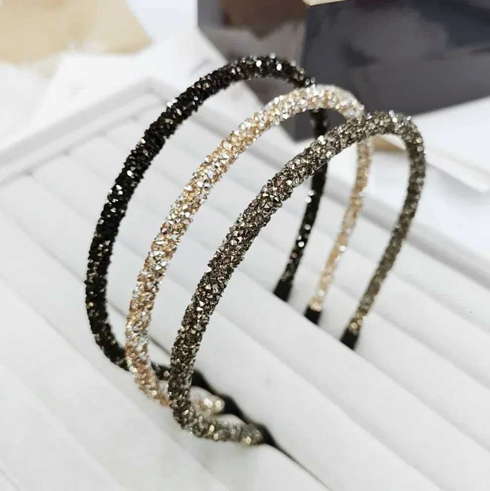 Fashion Korea Crystal Soft Band for Women Rhinestone Hairband Beads Bezel Girls Hair Accessories Simple Wear X250812