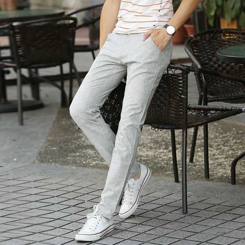 Summer Thin Mens Casual Pants Straight-Leg Loose-Fit Linen Trousers Youth Mens Pants Direct From Manufacturer Wholesale W250812