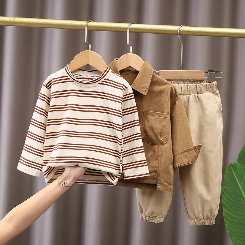 3Piece Sets Spring Autumn Baby Boy Clothes Korean Fashion Casual Long Sleeve TopsT-shirtPants Children Boutique Clothing BC274 250811