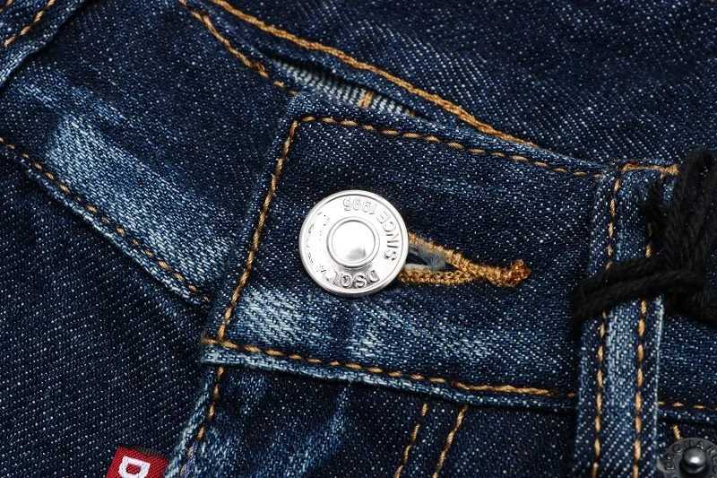 European American Style Jeans Men Hole Jeans Famous Brand Straight Zipper Slim Brand Blue Denim Jeans Pencil Pants for Men X250812