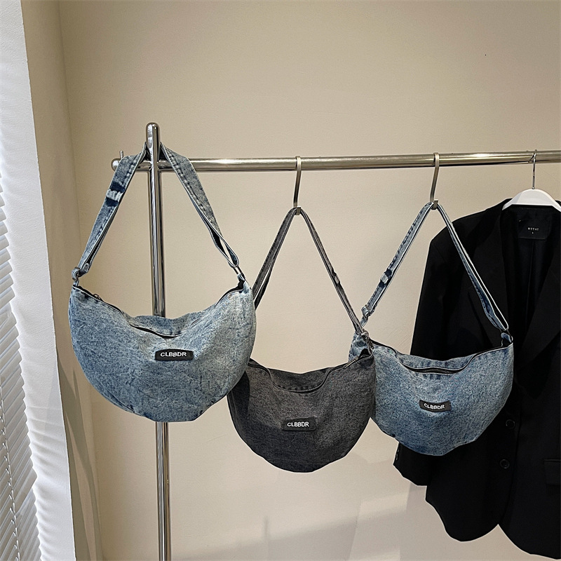 Korean Style Casual Denim for Women New Fashionable Versatile Crossbody Dumpling Single Shoulder Underarm Bag