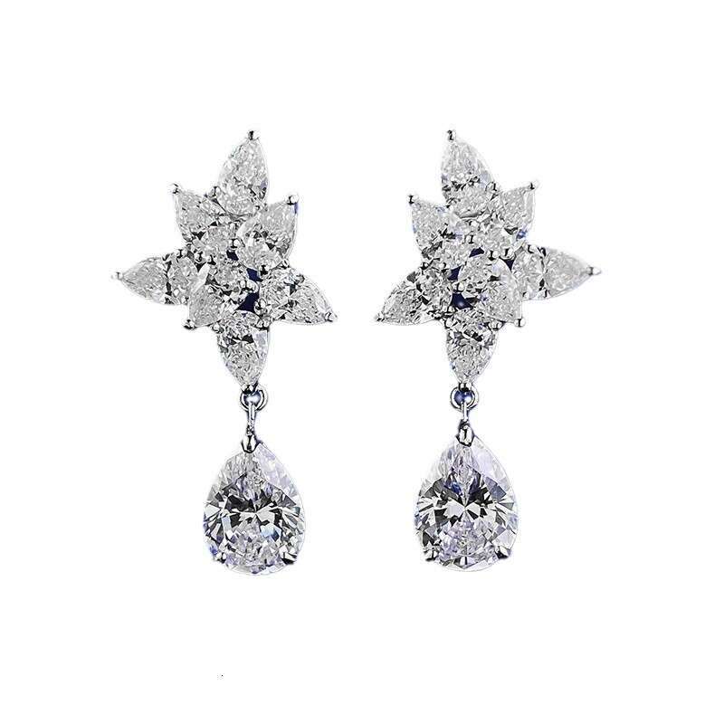 Mujing Jewelry S Sier Elegant Crown Bride 8*11mm Water Drop Pear-shaped Earrings Fashion Evening Style