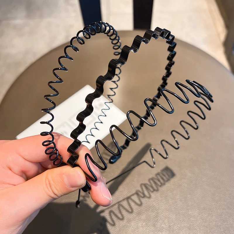 1Pcs Unisex Hair Bands Wave Shaped Hairband Face Washing Dress Hair Hoop Simplicity Non-Slip Black Metal Spiral Band X250812