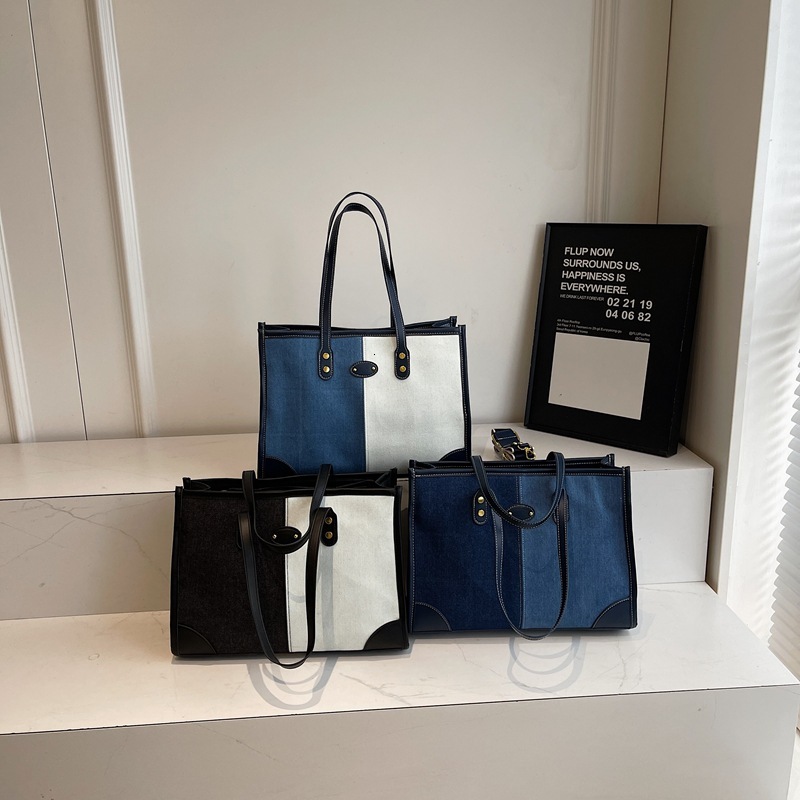 Korean Style Trendy Handbag for Women Spring Summer New Fashion Denim Single Shoulder Crossbody Commuting Casual Tote Bag