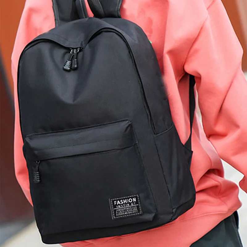 Mens backpack made of nylon suitable for school business trips and single or double shoulder carrying - solid color design W250812