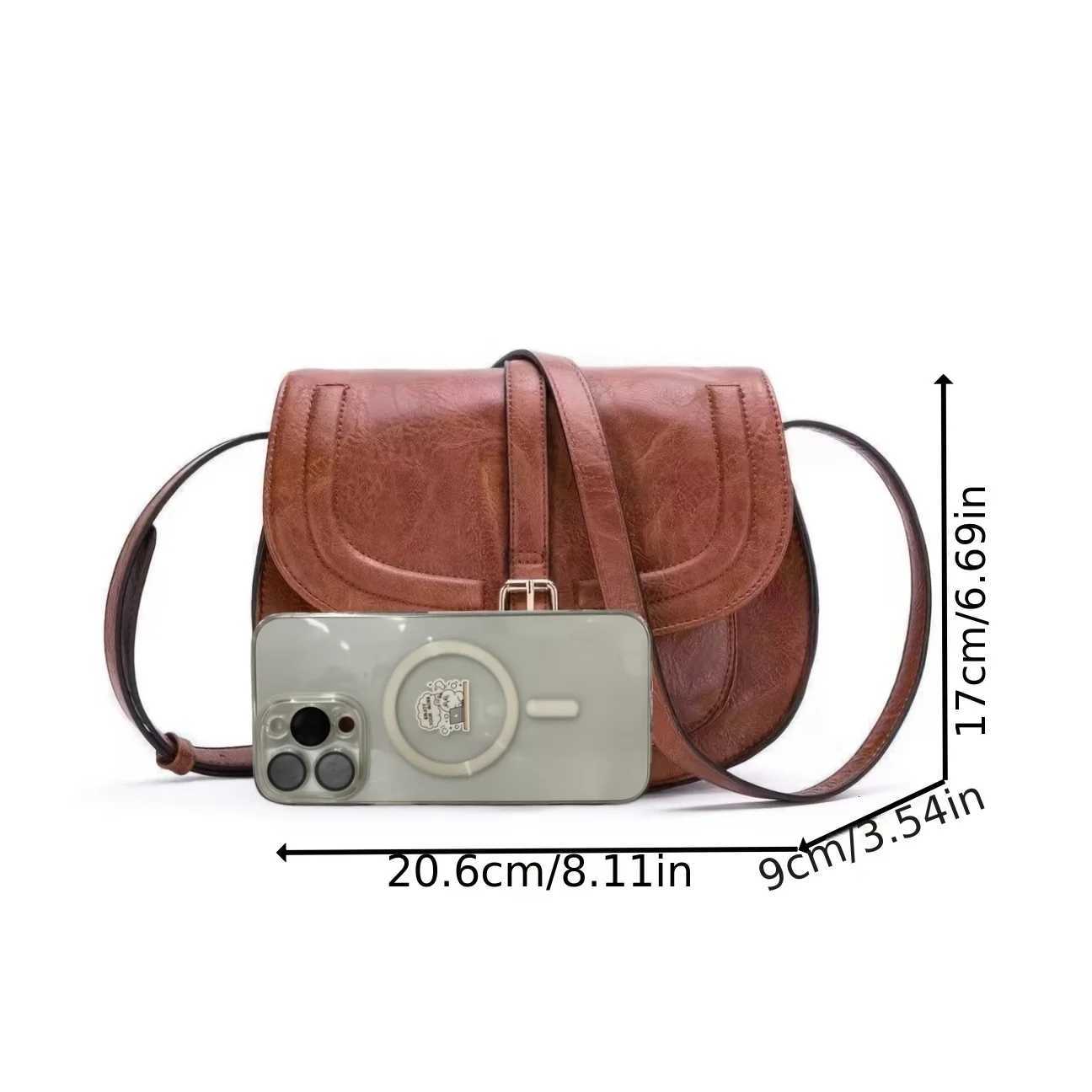 Womens Saddle Bag Womens Shoulder Crossbody Bag European and American Versatile Half Round Bag Z250812
