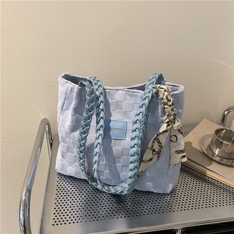 Autumn Winter New Large Capacity Women Casual Stylish Canvas Shoulder Textured Class Commute Tote Bag ddmymarket