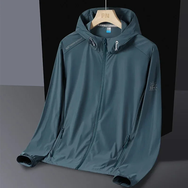 Summer Fashion Mens High Quality Ice Silk Outdoor Sunscreen Coat Waterfroof Quick Drying UV Protection Breathable Skin 250804