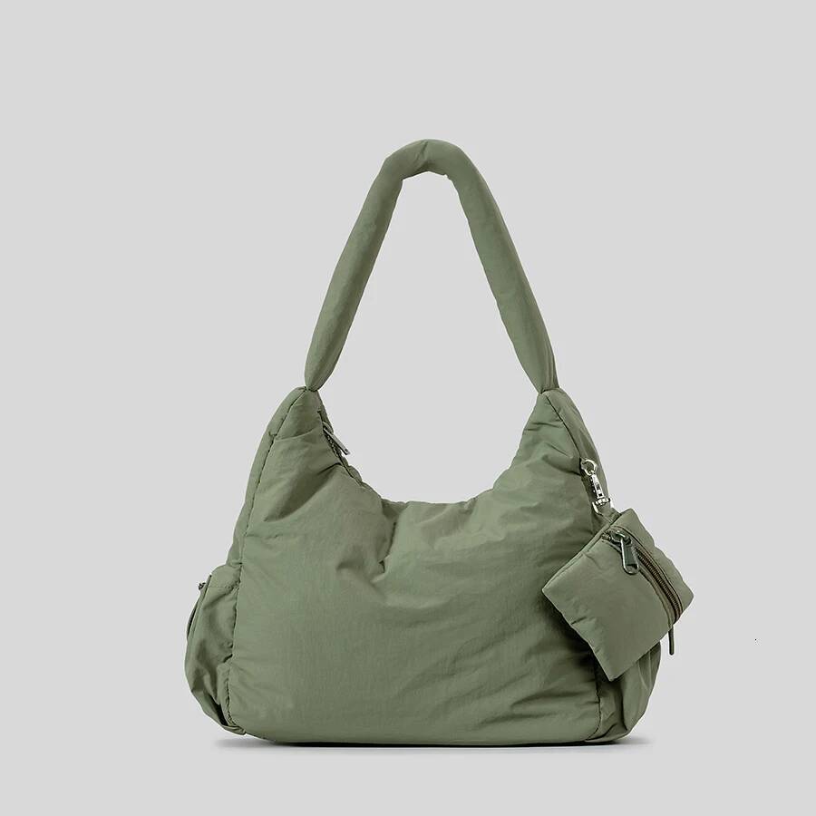 Casual Hobos Padded Women Shoulder Bags Nylon Puffer Down Cottom Lady Handbags Simple Combination Bag With Small Purses