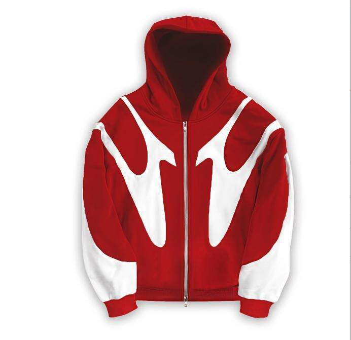 Autumn and Winter New Street Hip Hop Stitching Printed Hoodie Y2K Harajuku Style Jacket Sweatshirt