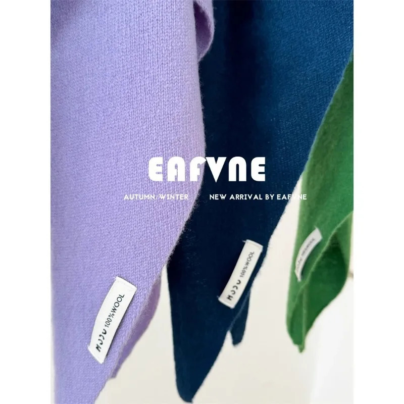 High Quality 100% Pure Wool Knitted Triangle Scarf Woman Fall Winter Scarves Solid Warm Girls Shawl Korean Style Muffler Ladies 250812
