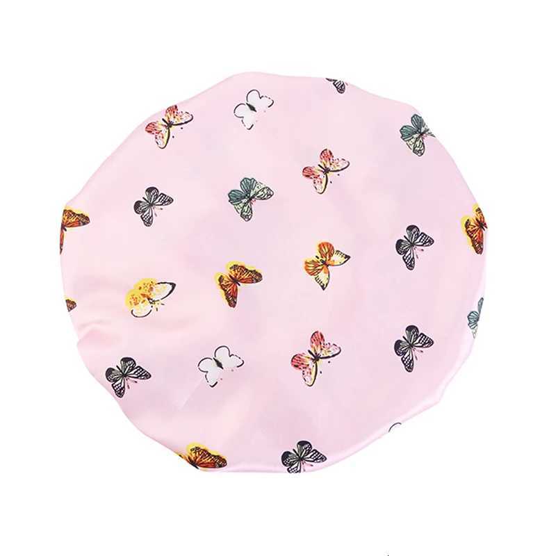 Beautiful Butterfly Printed Bonnet Elastic Bandanas Night Sleep Cap Womens Hair Care Turban Headwrap Bathroom Shower HeadwearXJ250812