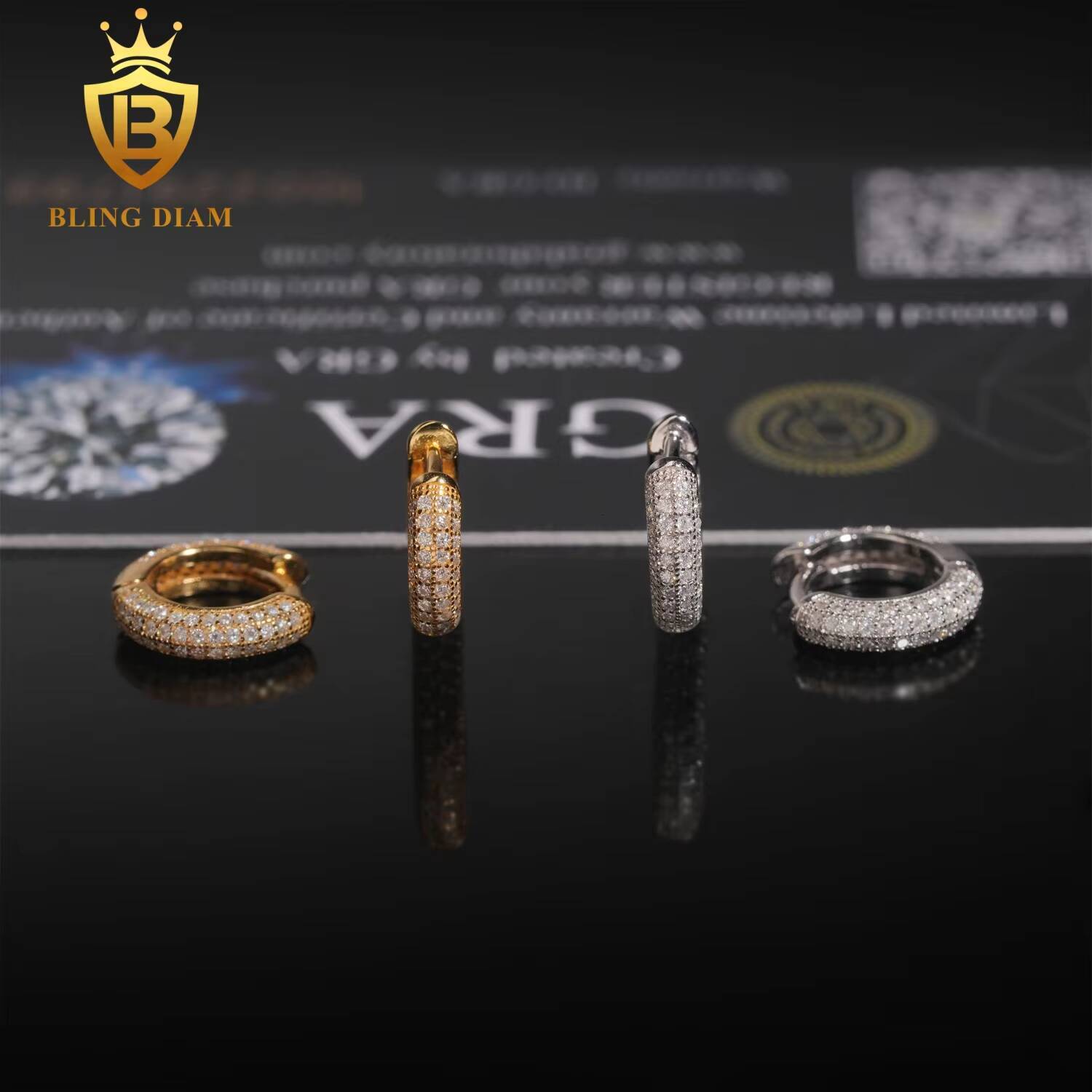 Pass Diamond Tester Stud Earrings Gold Plated 925 Sterling Silver Hoop Earrings Moissanite Men Women Earrings