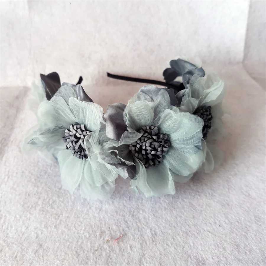 New Solid Color Simulation Garland Bridal Mesh Band Girls Curled Flower Core Flower Band Performance Hair Accessories X250812