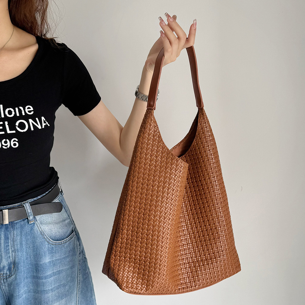 Korean Niche Woven Women s Tote Casual Underarm Large Capacity Letter Shoulder Bag ddmymarket