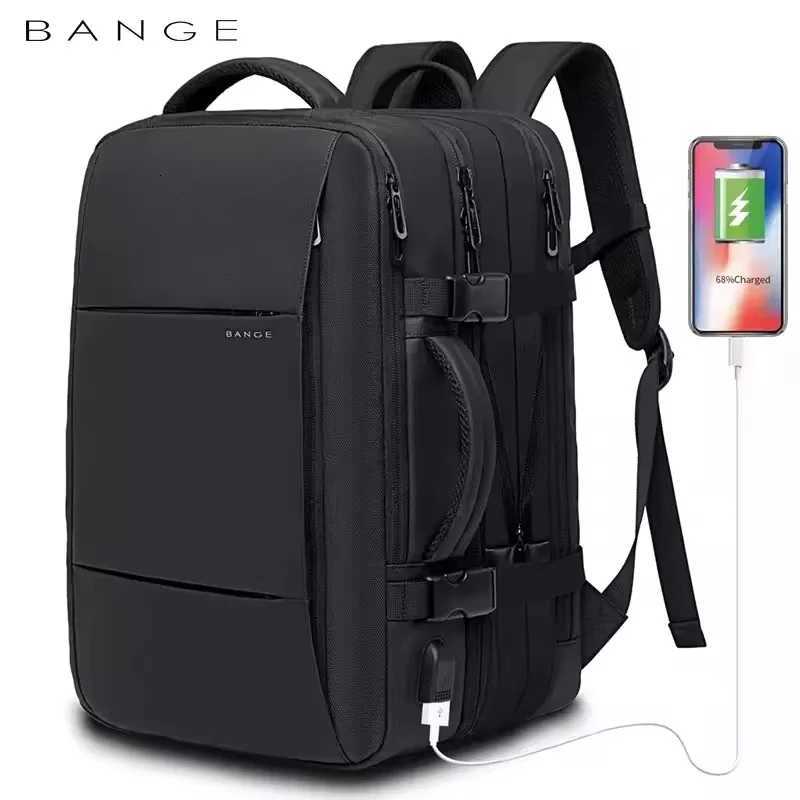 BANGE Travel Backpack Men Business Backpack School Expandable USB Bag Large Capacity 17.3 Laptop Waterproof Fashion Backpack W250812