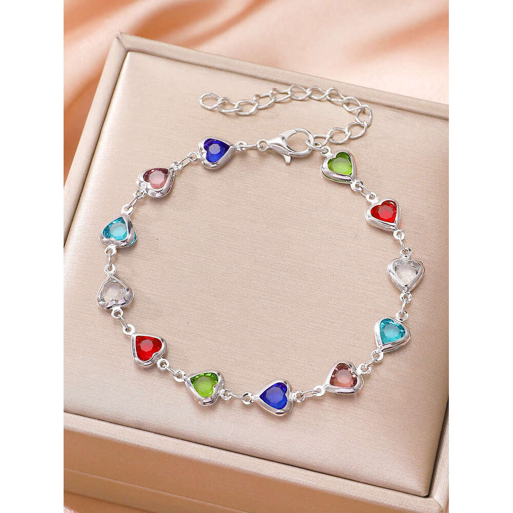 Ins Style Colorful Heart Necklace Personalized Alloy Heart-shaped Dopamine Internet Celebrity Bracelet for Women