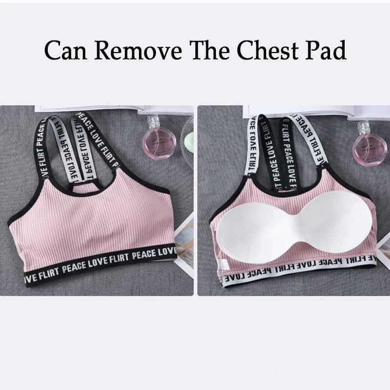Women Letter Sports Bra Top Push Up Fitness Running Bra Underwear Solid Cotton Sport Tops Female Gym Wear Sportswear Sexy Bar Z250812
