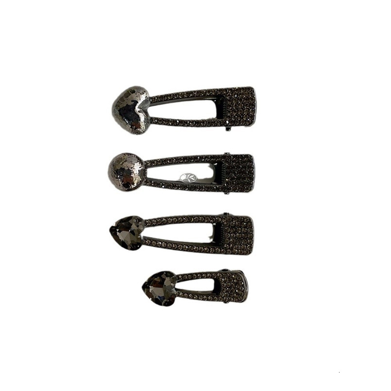 Korean INS Gun Black Heart Rhinestone High-end Duckbill Fashion Bangs Side Clip Hair Accessories