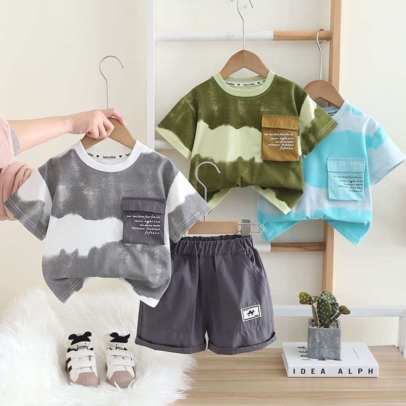Summer Children Kid Boys Girls Cotton Clothes Full Printed Tshirt Shorts Toddler Clothing Baby Tracksuit Infant Casual Set w250725