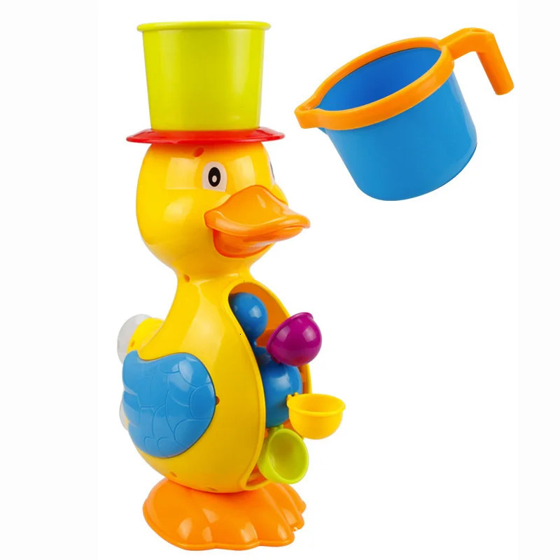 Kids Shower Bath Toys Cute Yellow Duck Waterwheel Toys Baby Faucet Bathing Water Spraying Tool Wheel Type Dabbling Toy 250811