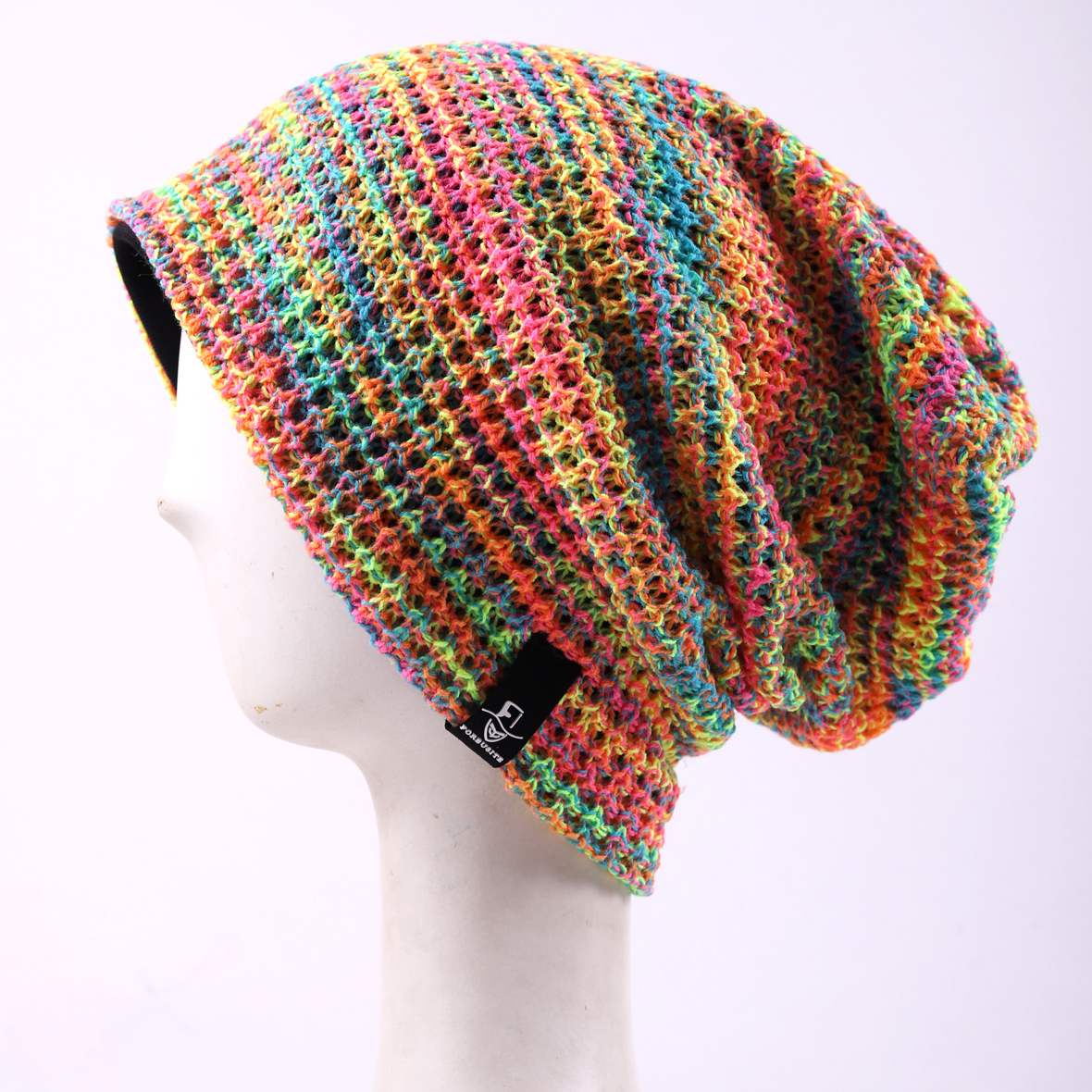 Multicolor Knit Slouchy Beanie Hat for Women & Men - Lightweight Breathable Baggy Skull Cap for Spring Summer Autumn Streetwear