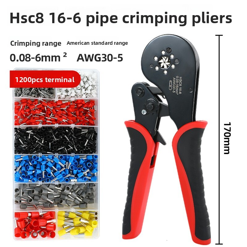 Tubular Needle Terminal Crimping Manual Wiring Pliers Mini Electrician Ratchet Tool Set