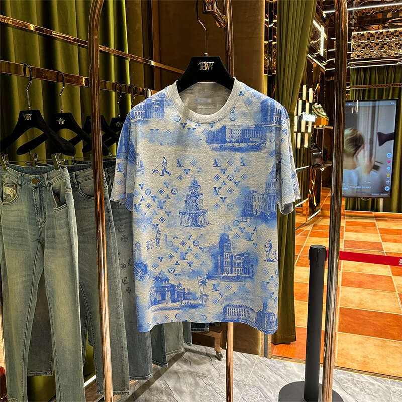 Macau W Trendy Men AW-MS+2025 Summer New High-end Fashion Versatile Unisex Heavy-duty Short Sleeve