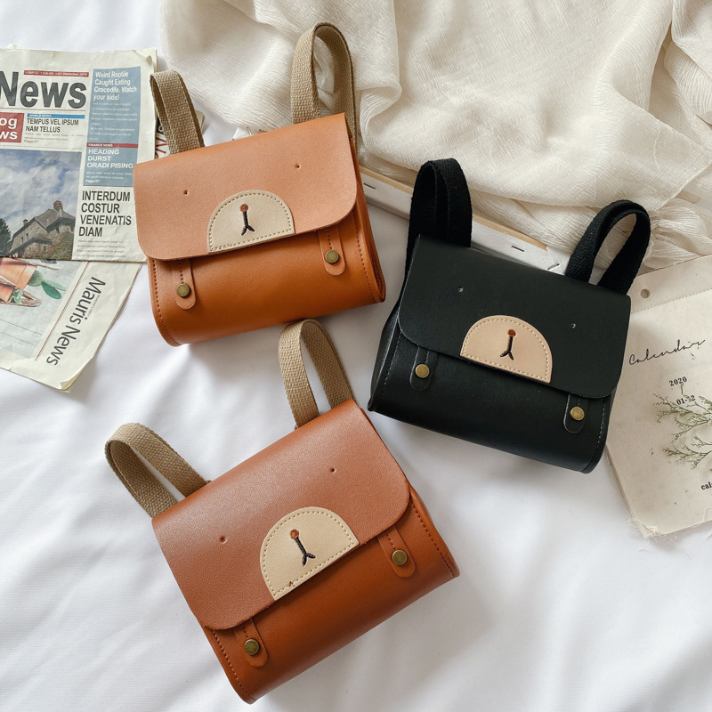 New Fashionable Design Elegant Solid Color Cute Bear PU Texture Shoulder Crossbody Small Square Bag ddmymarket