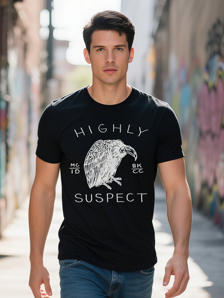 Men s T Highly Suspect TK Graphic Lightweight Breathable Crewneck Tee Black Casual Everyday Shirt for Concerts