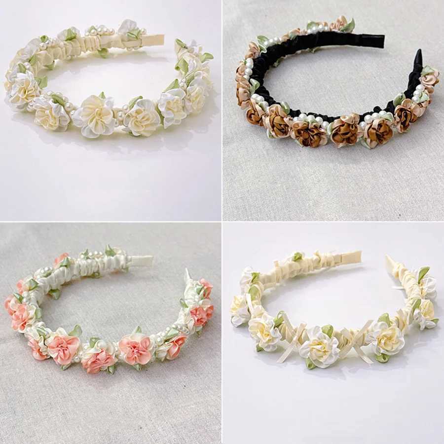 Korean Fashion Floral Pearl Twist Band for Women Elegant Temperament High-Quality Mesh Sweet Band Accessories X250812
