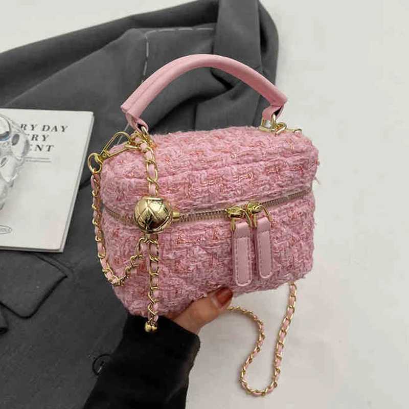 Fashion Woolen Sequin One Shoulder Bag Party Square Handbags Women New Versatile Chain Crossbody Bag Mini Phone Pouch Z250812