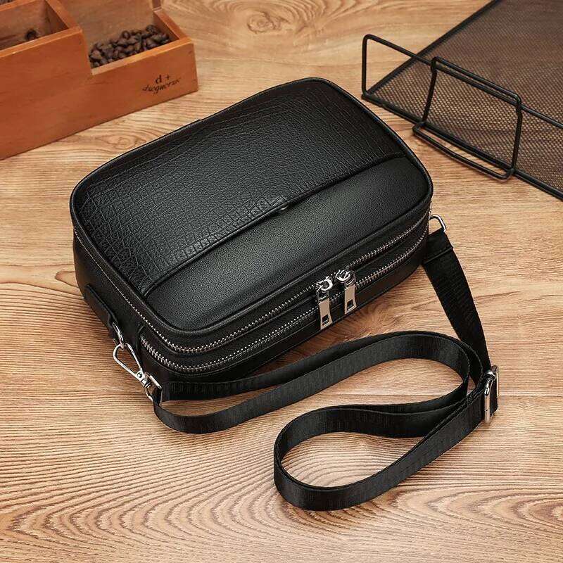 Fashion square leather men's handbag shoulder crossbody bags messenger designer bag mens