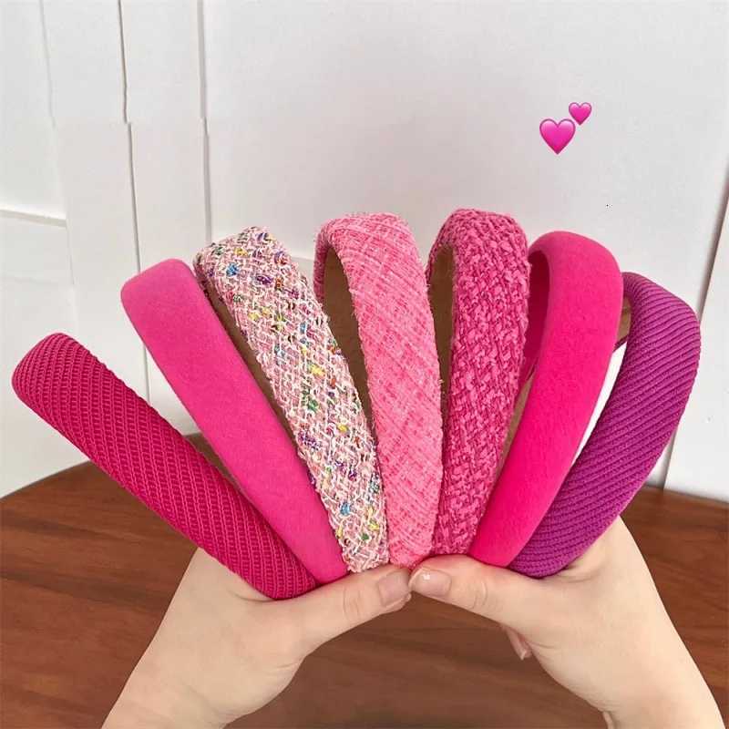 Sweet Wide-brimmed Sponge Hair Band for Women Hot Fashion Band Tweed Fabric Hoop Hairband Y2k Girls Hair Accessories X250812