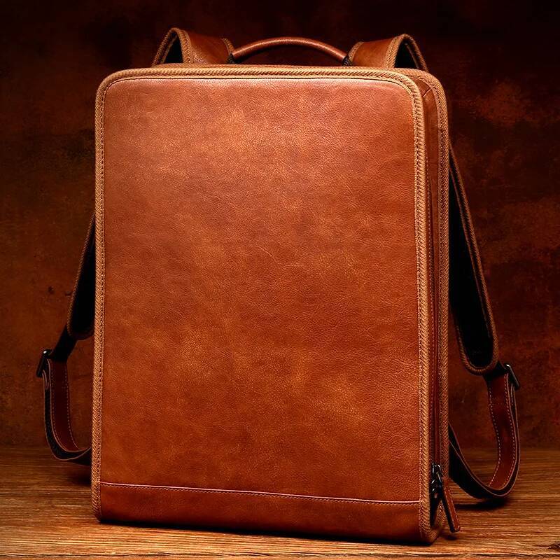 Leather shoulder men's business leisure first computer bag leather travel backpack high-quality