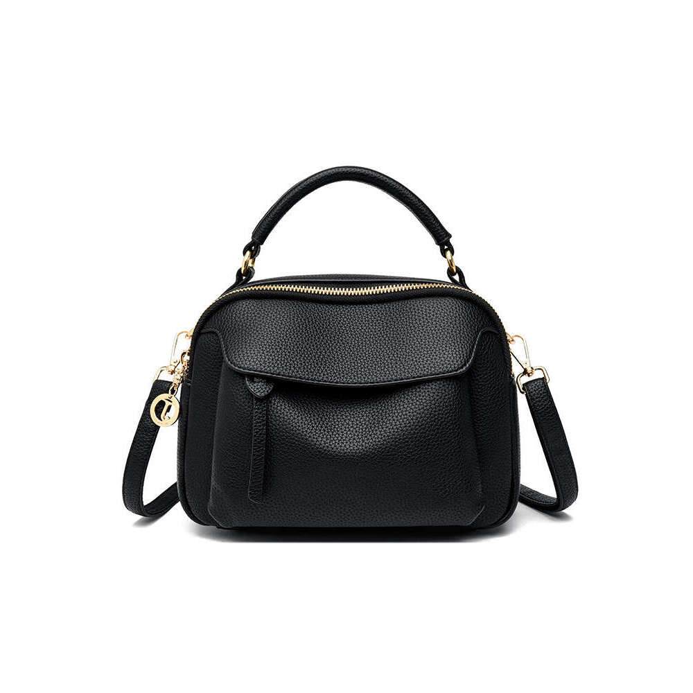 2025 Summer New Trend Genuine Women's Simple Versatile Handbag Top Layer Cowhide Single Shoulder Crossbody Bag Soft Leather