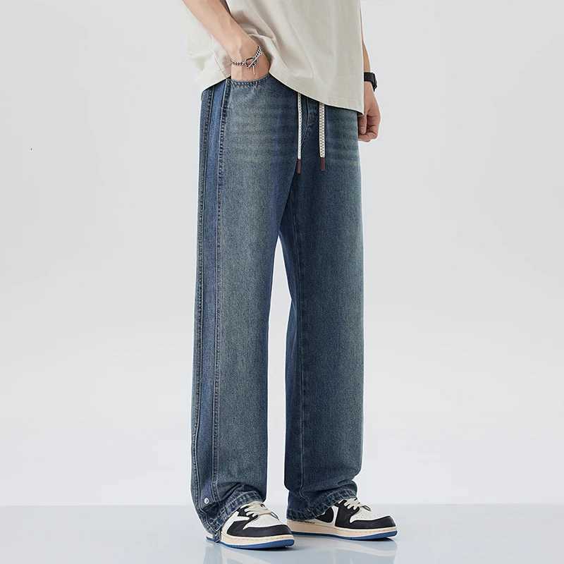 2025 New Mens Straight Leg Retro Jeans Soft Lyocell Casual Pants Personalized High-Quality Korean Mens Fashionable Loose Denim W250812