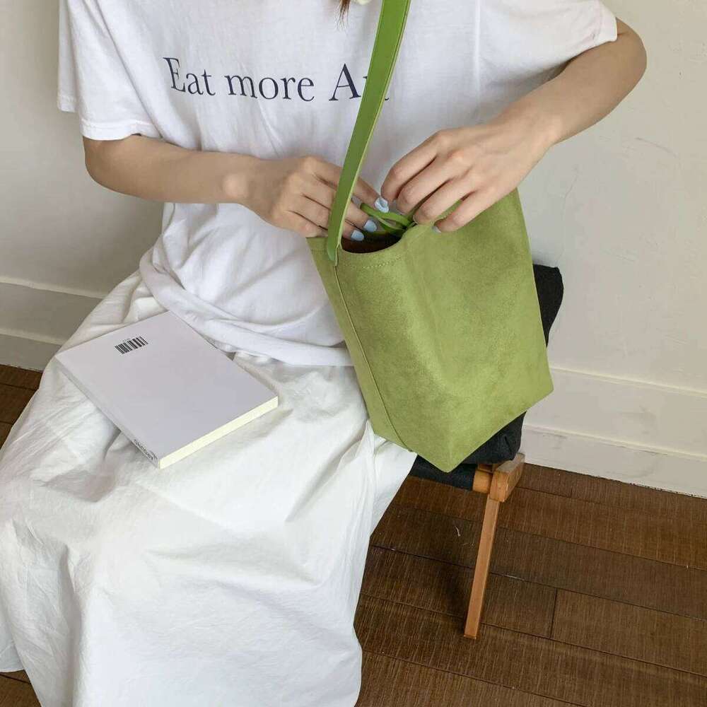 LEFTSIDE Faux Suede Fabric Tote Underarm 2025 Winter Female Handbags Bucket Crossbody Shoulder Bag