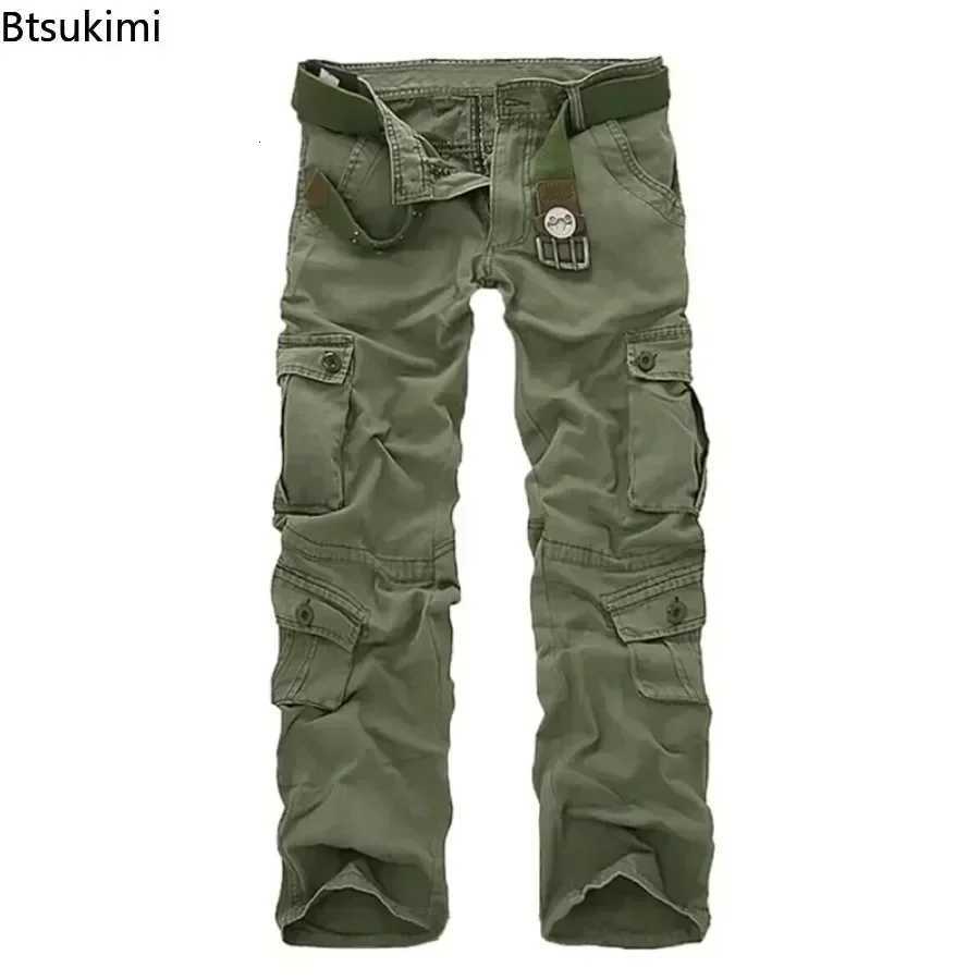 2025 Mens Cotton Cargo Pants Fashion Eight Pockets Sport Trousers Pants Male Oversize Loose Straight Streetwear Pants for Men X250812