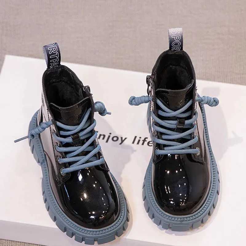 Fashion Kids Boots Girls British Style Childrens Ankle Boots Autumn Winter Warm Waterproof Boys Boots 3-15 Years Old Snow Boots XJ250812