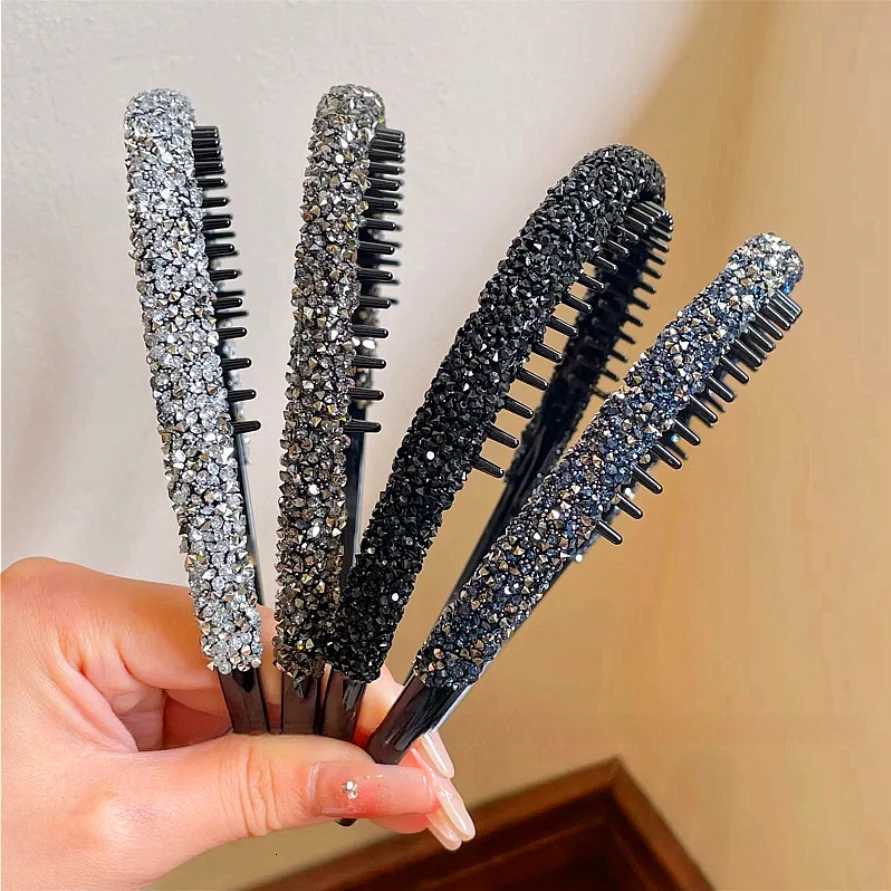 Luxury Crystal Beads Hair Bands Wen Girls Wear Tooth Elastic Bands Shiny Hairband Hair Hoops Hair Jewelry Accessories X250812