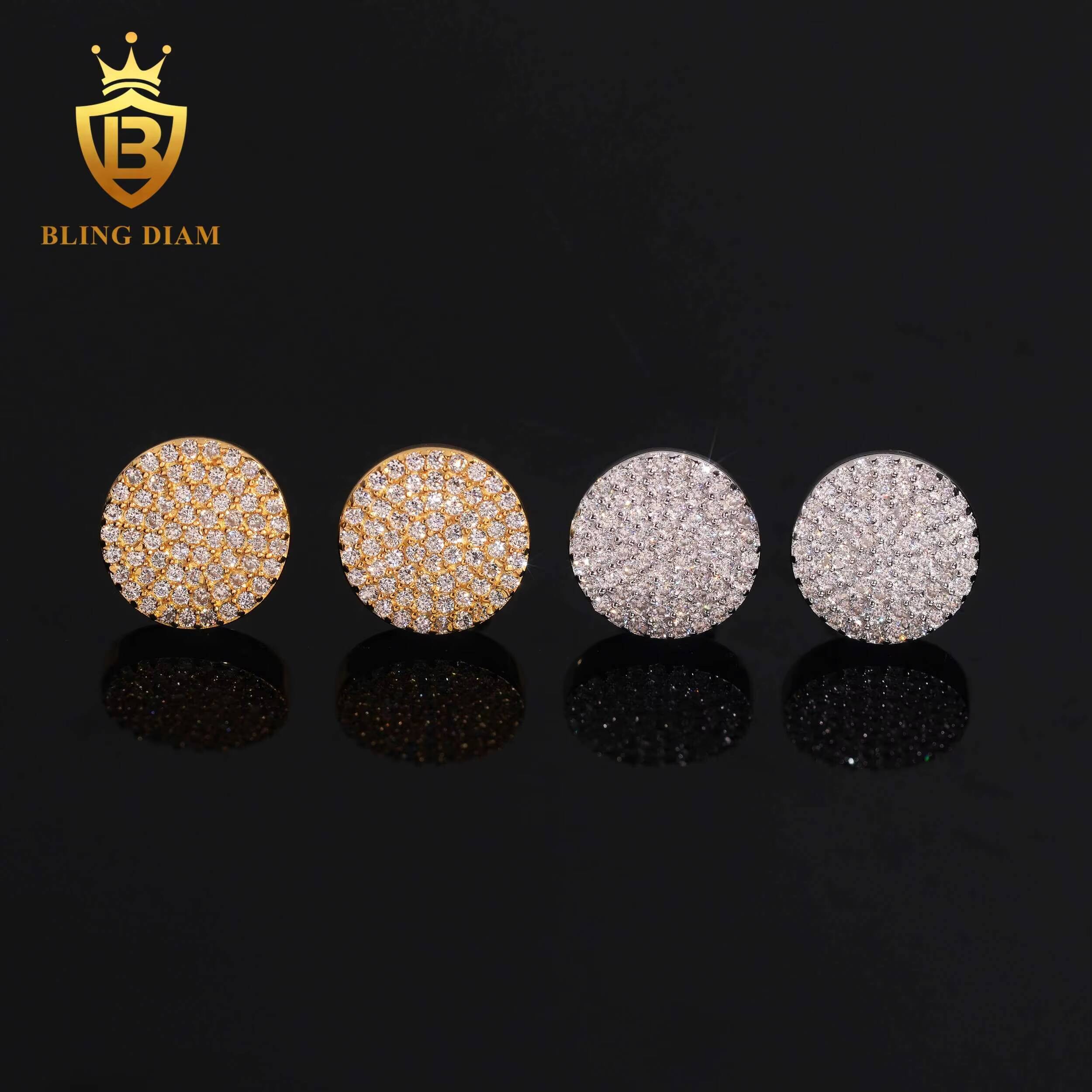 Hot Sale Fashion Moissanite Hip Hop Earring 10.5mm VVS1 Iced Out Moissanite Diamond Earrings 925 Sterling Silver Stud Earrings