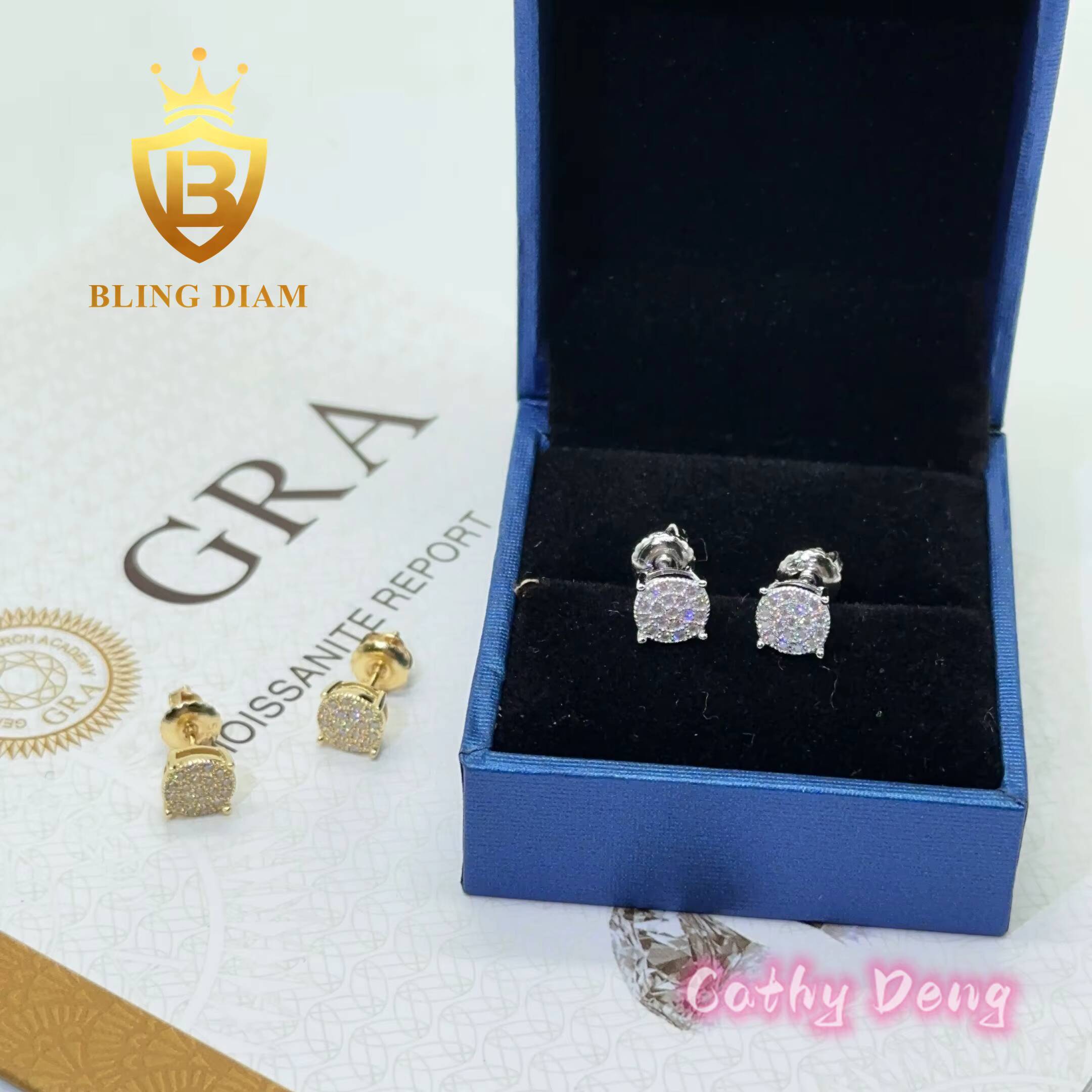 Hip Hop Jewelry Women Earrings Classic Design 925 Silver Moissanite Screw Back Earrings Ice Out Mens Stud Earring