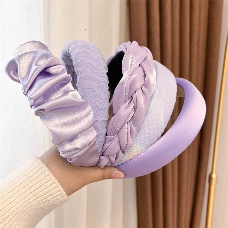 Korea Ins Purple Band Wens Fashion Solid Color Wide Band Girls Cute Sweet Hairbands Hair Hoop Fem Hair Accessories X250812