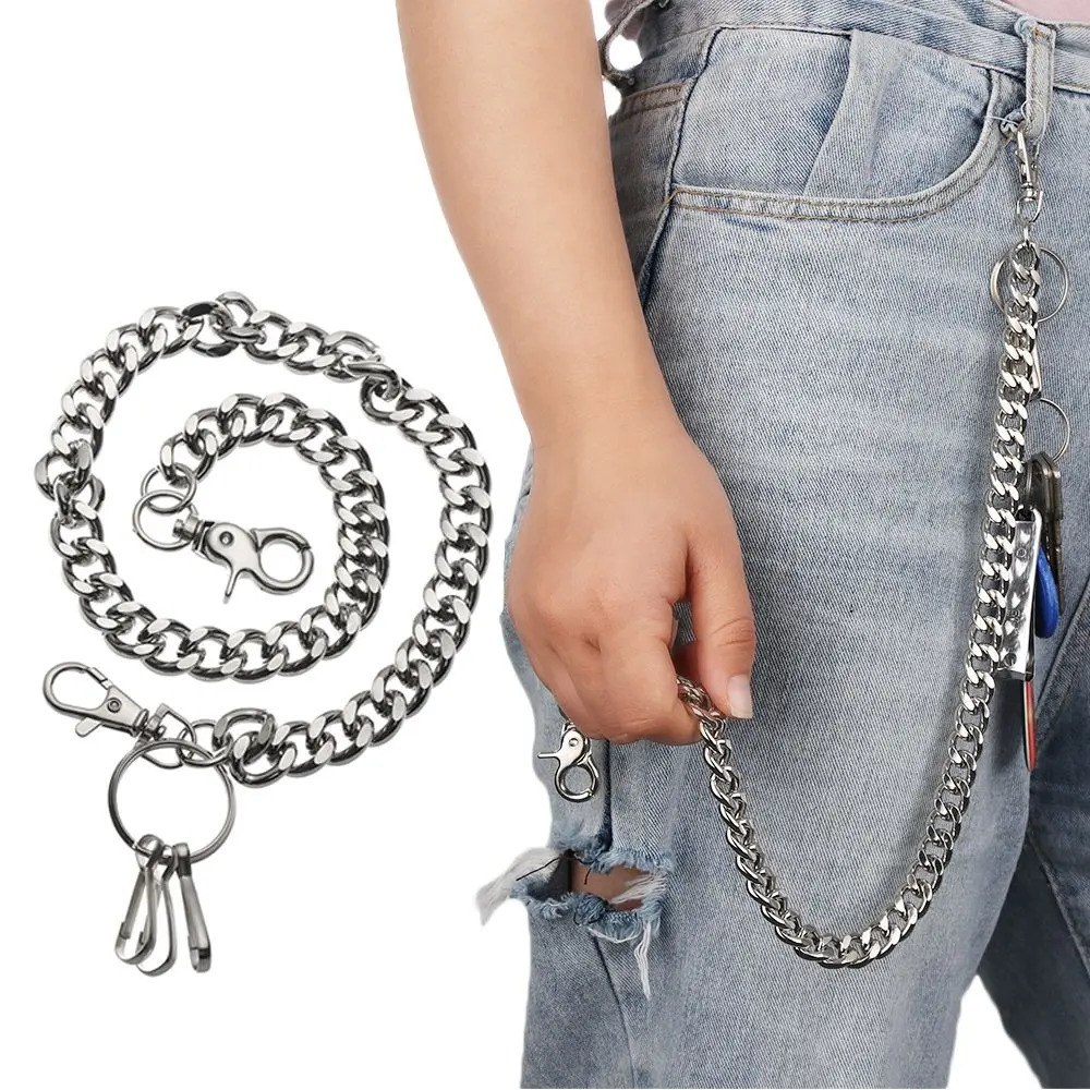 1PC 48cm Long Stainless Steel Metal Pant Jean Keychain Punk Rock Wallet Chain Belt Biker Link Hip Hop Jewelry Thick Chain Decor 250811