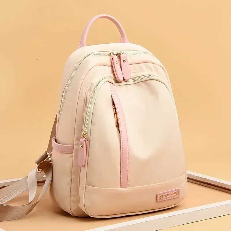 Large Capacity Contrast Color Backpack for Women School Bags for Teenager Waterproof Oxford Travel Rucksack Knapsack Bolsa Y250811