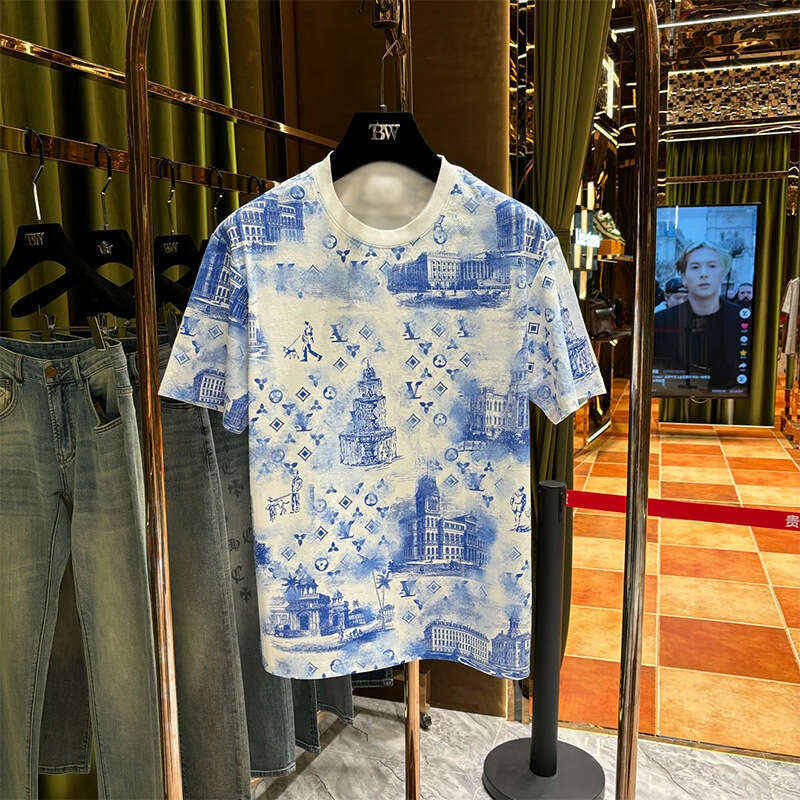 Macau W Trendy Men AW-MS+2025 Summer New High-end Fashion Versatile Unisex Heavy-duty Short Sleeve