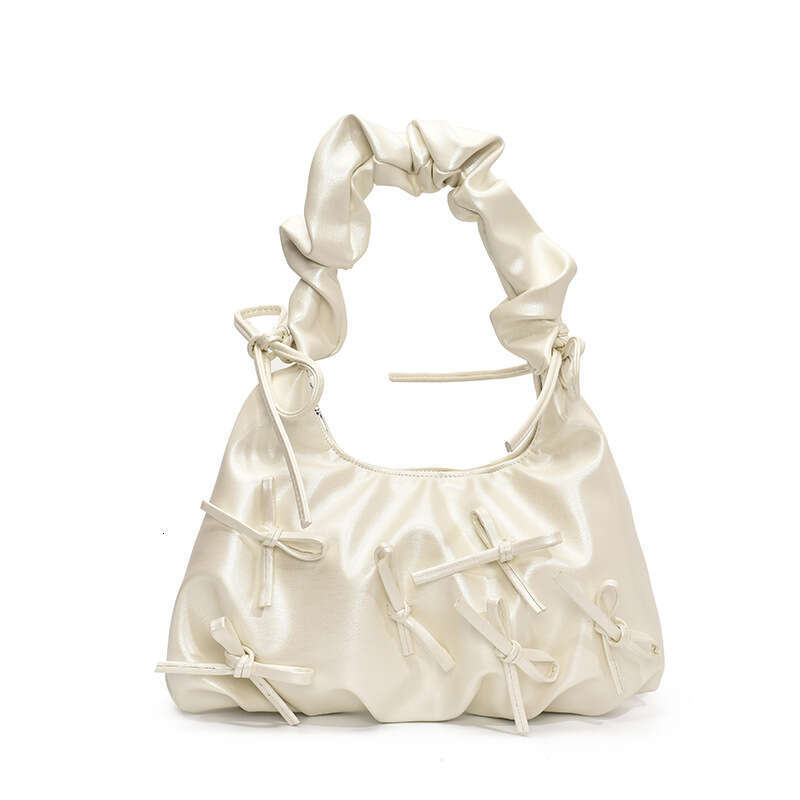 Cool Style Sweet Bowknot Underarm for Women 2025 New Versatile Casual Commuter Niche Ruched Design Cloud Bag
